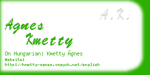 agnes kmetty business card